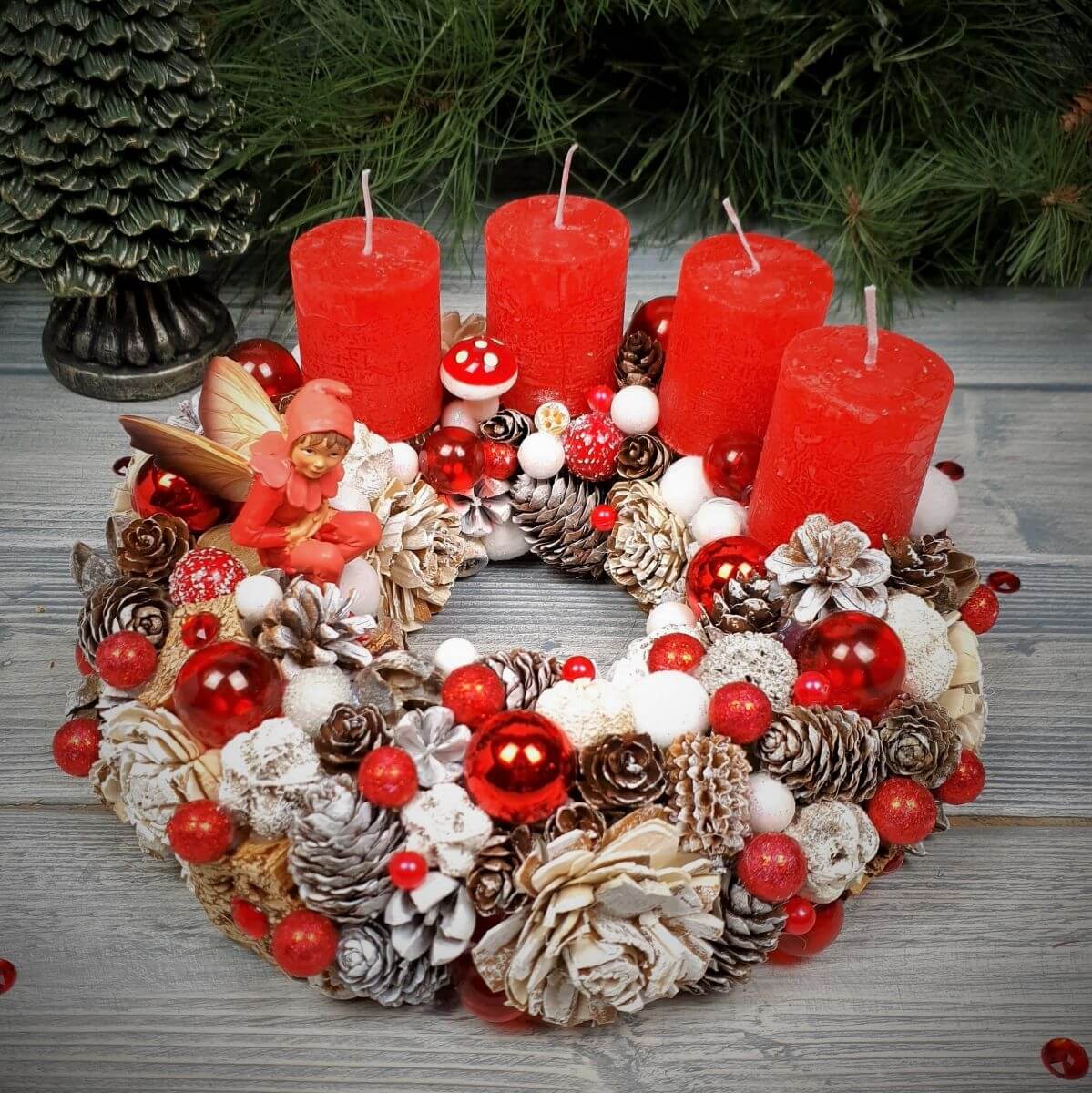  Piros jszakai szegftndr adventi koszor